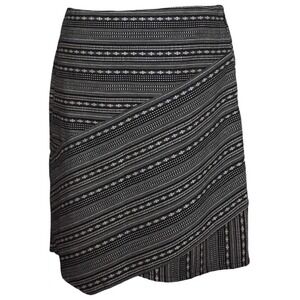 Garnet Hill‎ Jacquard Black Cream Tapestry Bandage Asymmetric Women Sz 16 Skirt
